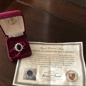 Lovely Faux Sapphire and CZ ring. Size 9.5